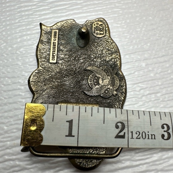 TEXAS LONE STAR Belt Buckle USA Made Texan Longhorn Rancher Biker 1980 Big D VTG - Picture 4 of 8